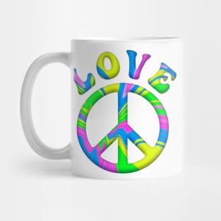 Retro Tie Dye Love and Peace Sign Mug